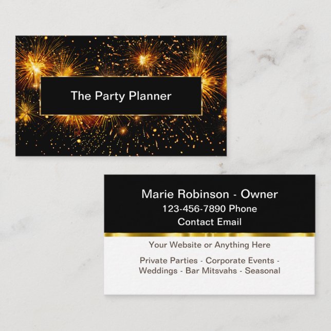 Business Cards für klassische Party-Planung Visitenkarte (Vorne/Hinten)