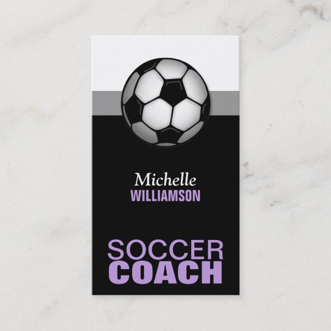 Business Cards für lila- und Black-Soccer Visitenkarte (Vorderseite)