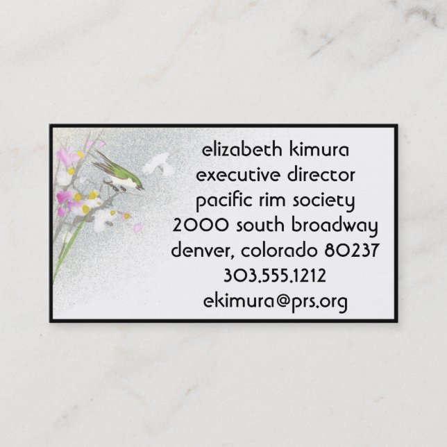 Business Cards mit Vintager asiatischer Bird-Funkt Visitenkarte (Vorderseite)
