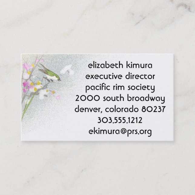 Business Cards mit Vintager asiatischer Bird-Funkt Visitenkarte (Vorderseite)