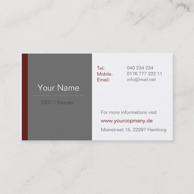Business cartes de visite professionnel brun/rouge (Dos)