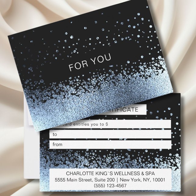 BUSINESS  CERTIFICATE gift for you (BUSINESS GIFT CERTIFICATE Elegant, modern, blue-black glitter.)