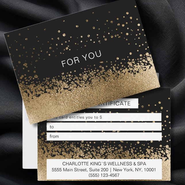 BUSINESS  CERTIFICATE gift for you (BUSINESS GIFT CERTIFICATE Elegant, modern, gold-black glitter.)