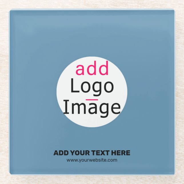 Business Chic Promo Anpassbare Dusty Blue Glasuntersetzer (Vorderseite)