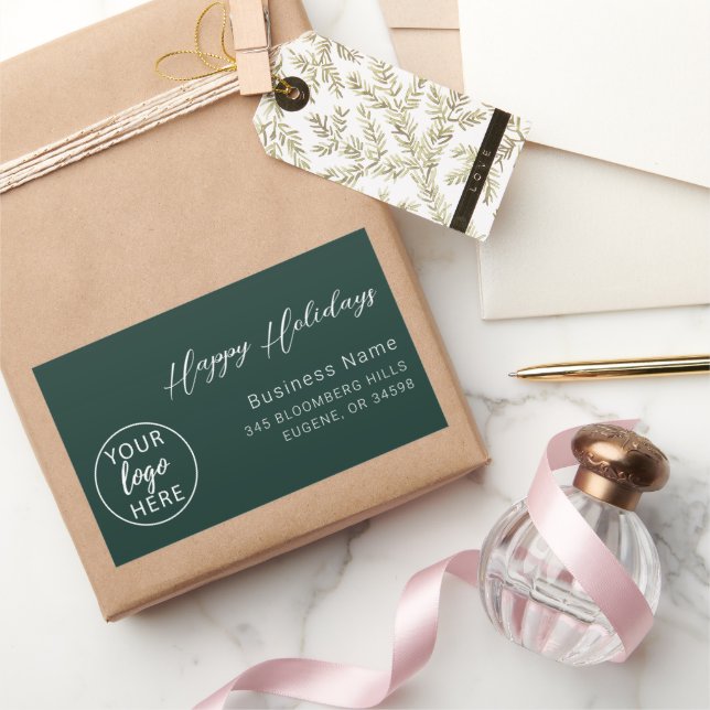 Business Christmas Happy Holidays  Rechteckiger Aufkleber (Schenken)