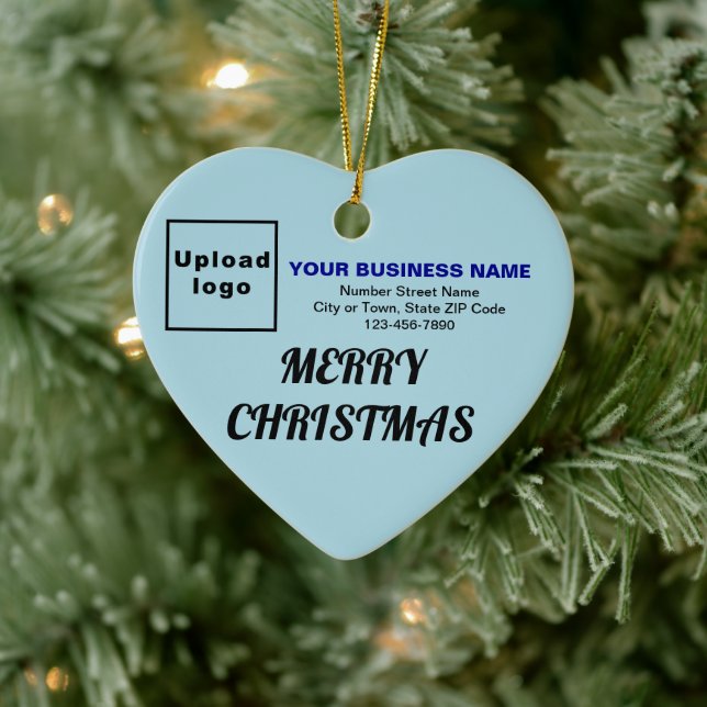 Business Christmas Light Blue Heart Form Keramik Ornament (Baum)