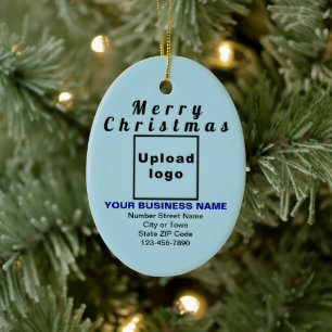 Business Christmas Light Blue Oval Keramik Ornament