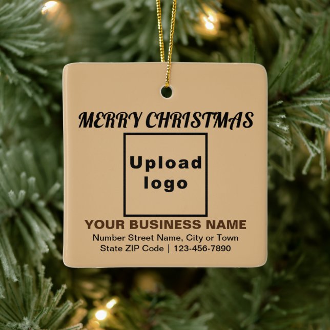 Business Christmas Light Brown Square Keramikornament (Baum)