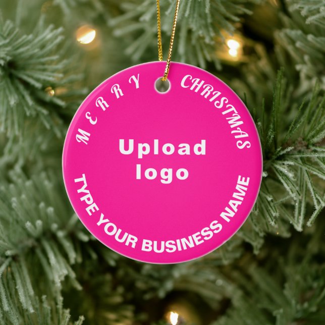 Business Christmas Pink Circle Ceramic Ornament (Baum)