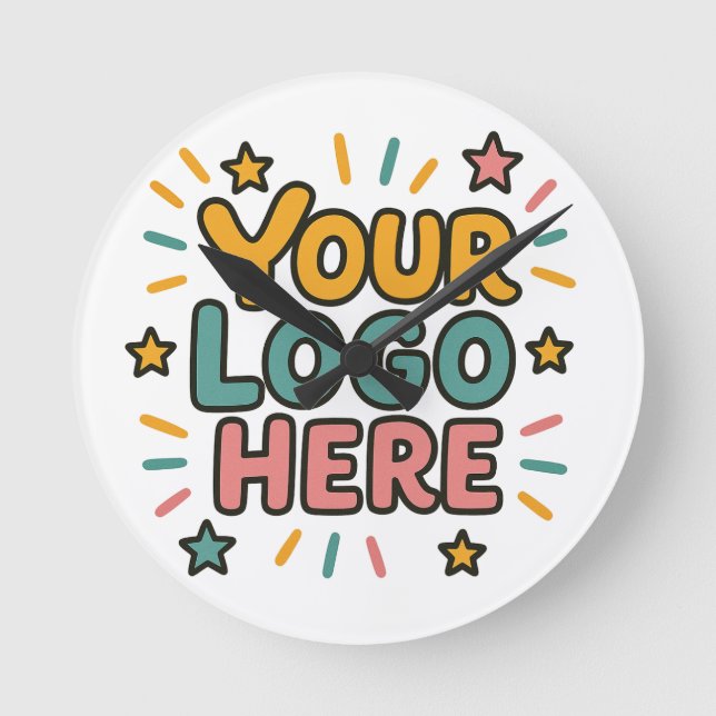 Business, Company, Advertising Your Logo Here Runde Wanduhr (Vorderseite)
