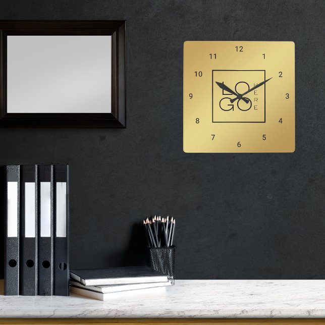 Business Company für Gold Custom Square Quadratische Wanduhr (Von Creator hochgeladen)