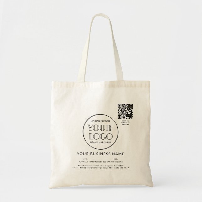 Business Company Logo Name Year Location QR Code Tragetasche (Vorne)