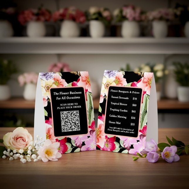 Business Company Scan QR Code Order Flowers   Tischaufsteller (Business Company Scan QR Code Order Flowers Table Tent for your customers to order your products. )