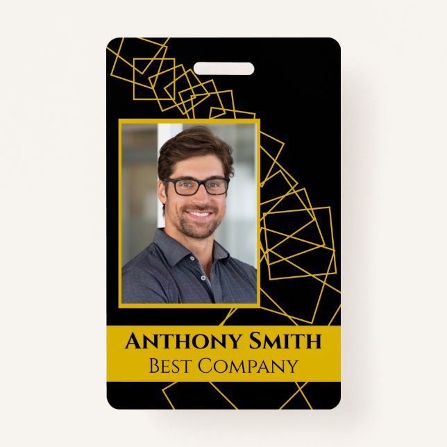 Business Conference ID Abzeichen Black and Gold Ausweis (Vorderseite)