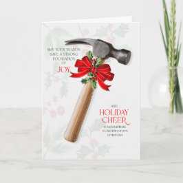 Business Construction Hammer Joy and Cheer Custom Feiertagskarte