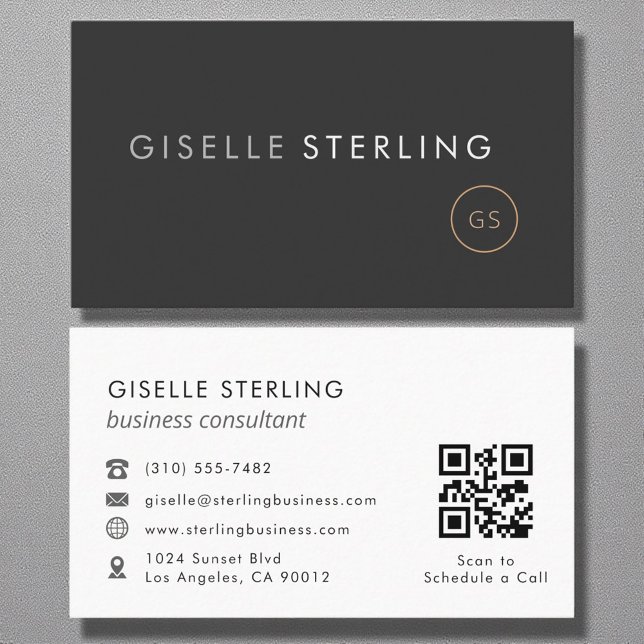 Business Consultant QR Code Luxury Black Visitenkarte (Von Creator hochgeladen)