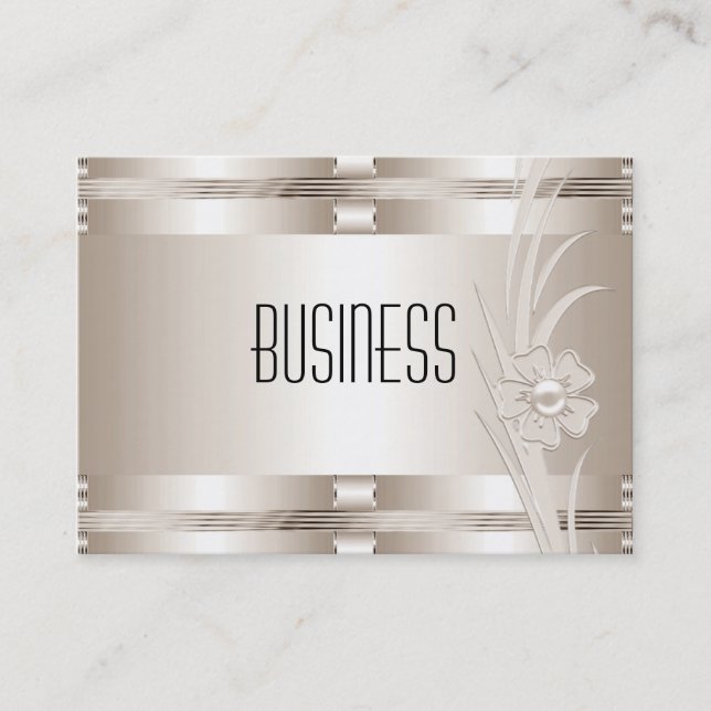 Business Cream Art Deco Floral Visitenkarte (Vorderseite)