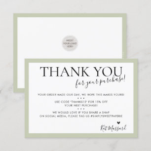 BUSINESS DANK IHNEN Moderne schicke, blass grün Dankeskarte