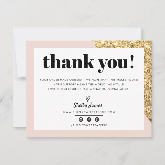 BUSINESS DANK IHNEN schicke Glam Gold rot Rosa LOG Dankeskarte (Vorderseite)