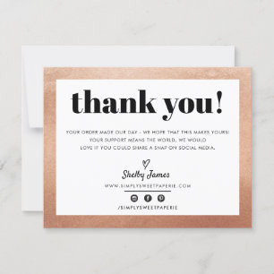 BUSINESS DANK IHNEN schicke Glam Rose Gold LOGO Dankeskarte