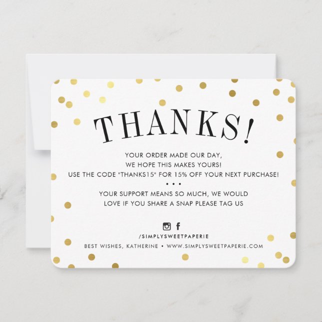BUSINESS DANK IHNEN schicke goldene Plätze modern Einladung (Vorderseite)
