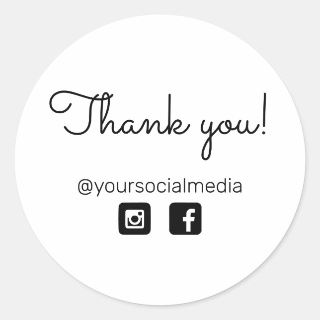 Business Danke an Social Media Runder Aufkleber (Vorderseite)