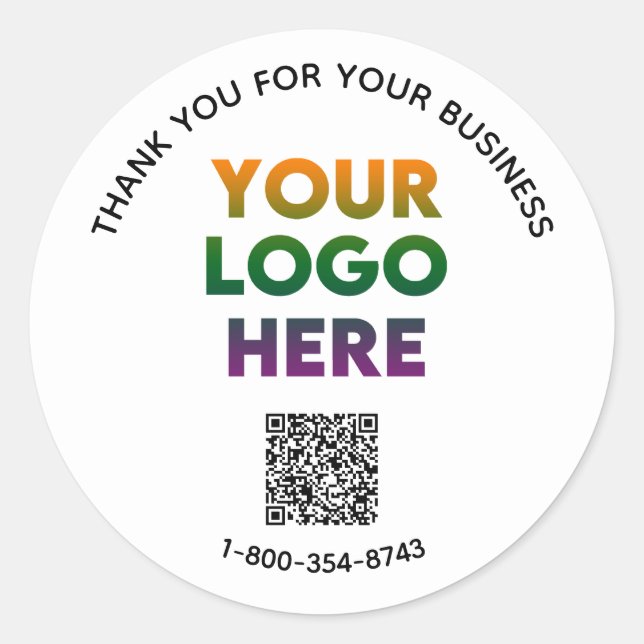 Business Danke für Ihr benutzerdefiniertes Logo QR Runder Aufkleber (Vorderseite)