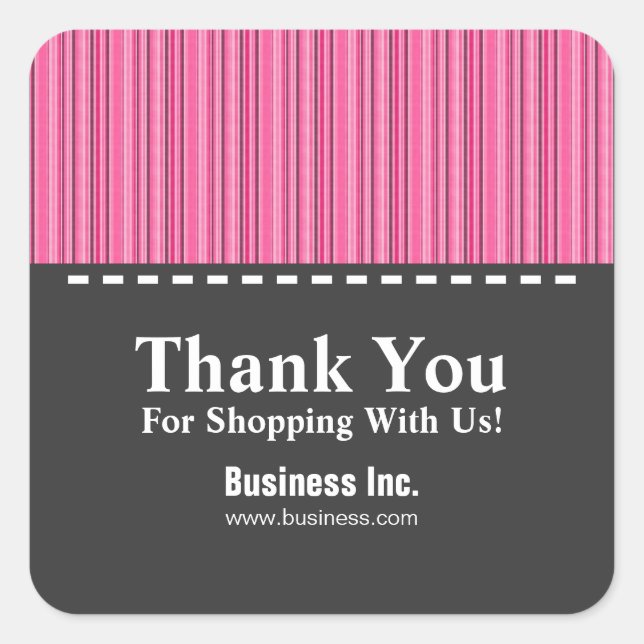 Business Danke, stilvolle Lines Pink Quadratischer Aufkleber (Vorderseite)