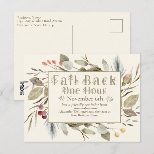 Business Daylight Savings Time Postcard Postkarte (Vorne/Hinten)
