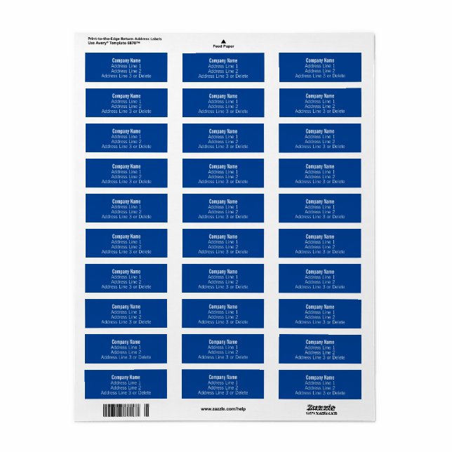 Business Deep Blue und White Basic Rücksendeadress (Vorne)
