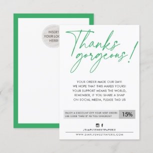BUSINESS DISCOUNT Moderner Kugelschreiber grün Dankeskarte
