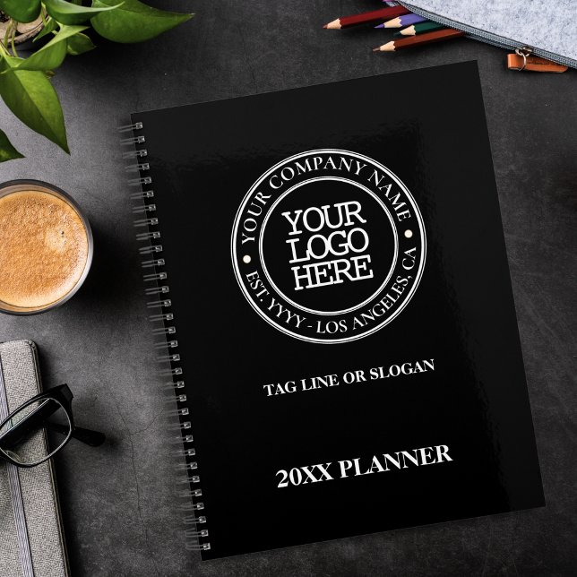 Business Elegant Black White Medallion Add Logo Planer (Von Creator hochgeladen)
