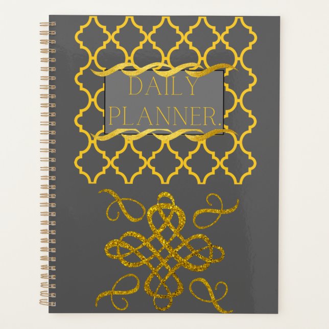 Business eleganter Black Gold Daily-Planer Planer (Vorderseite)