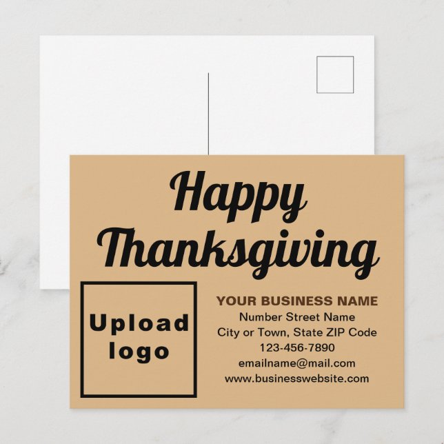 Business Erntedank Light Brown Holiday Postkarte (Vorne/Hinten)