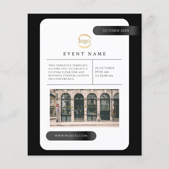 Business Event Black Beruflich Minimalistisch Flyer (Vorne)