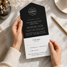 Business Event | Black Modern Minimalistische UAWG All In One Einladung