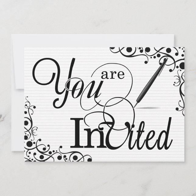 Business Event oder Party Classic Black and White Einladung (Vorderseite)