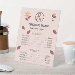 Business Floral Table Top Tarifs Panneau Piédestal