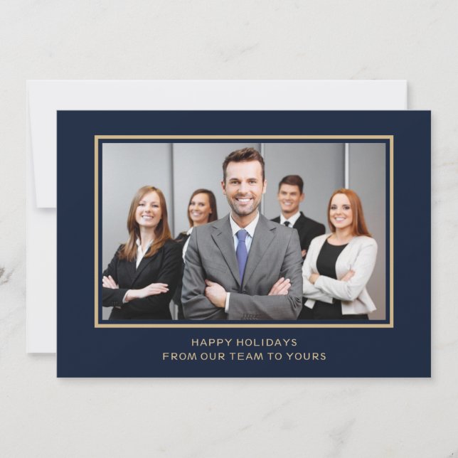 Business Foto für Navy Gold Feiertagskarte (Vorderseite)
