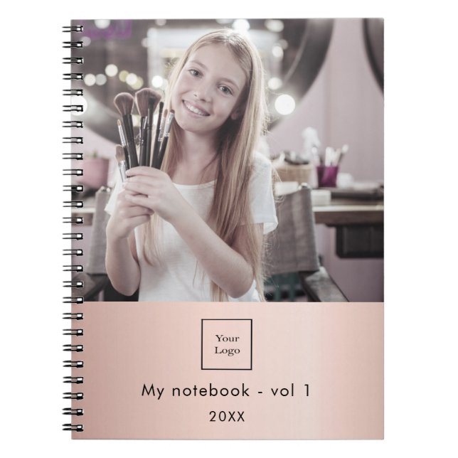 Business Foto Logo Rose Gold Makeup Künstler Notizblock (Vorderseite)