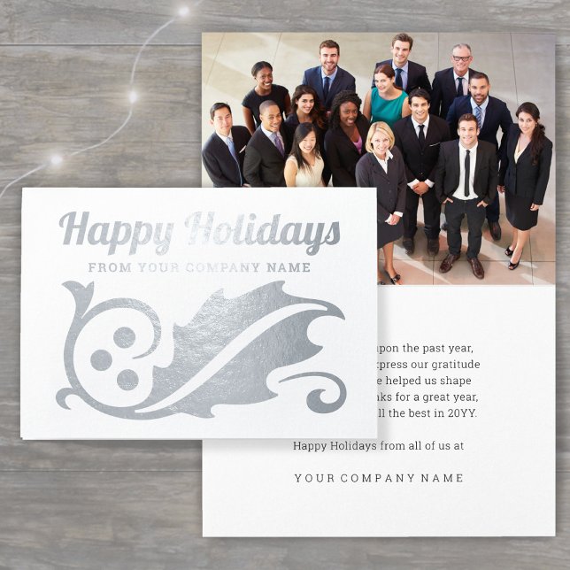 Business Foto Weihnachten Holly Happy Holidays Folienkarte (Von Creator hochgeladen)