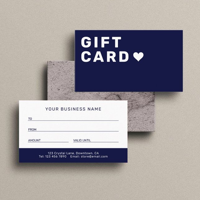 Business Gift Card | Elegant Navy Blue Telefonnummerkarte (Von Creator hochgeladen)