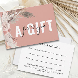 BUSINESS GIFT CERTIFICATE BOHO