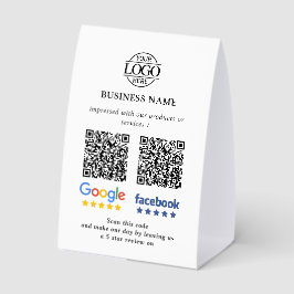 Business Google & Facebook Reviews QR Code Sign Tischaufsteller