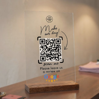Business Google Social Review QR Code Acrylschild