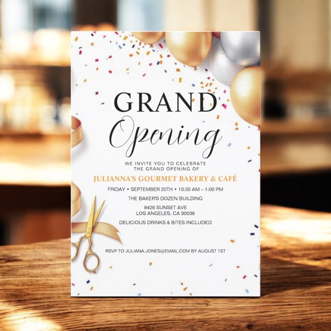 Business Grand Opening Balloons & Ribbon Cutting Einladung (Von Creator hochgeladen)