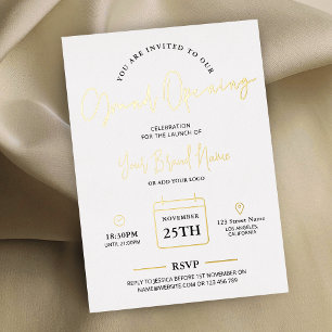 Business Grand Opening Luxus Minimal Gold Folieneinladung