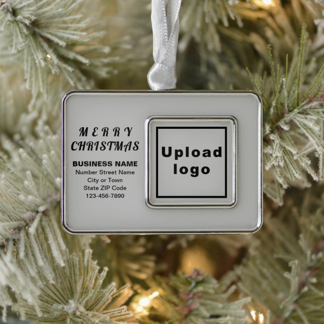 Business Gray Gerahmt Rectangle Weihnachtsdekorati Rahmen-Ornament Silber (Baum)