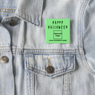 Business Halloween Lightning Green Square Button