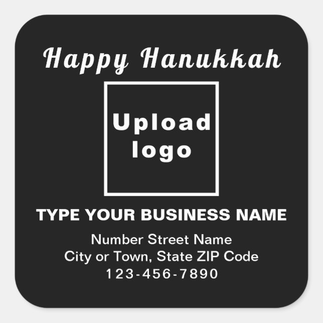 Business Hanukkah Black Square Sticker (Vorderseite)